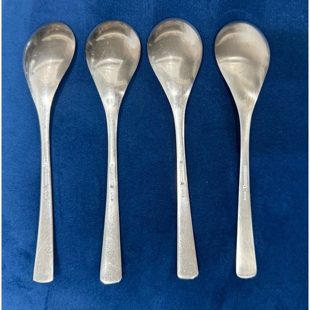 4 WMF Cromargan Domus Brasilia Stainless Flatware Soup Spoons 7 3/8" - Picture 2 of 3